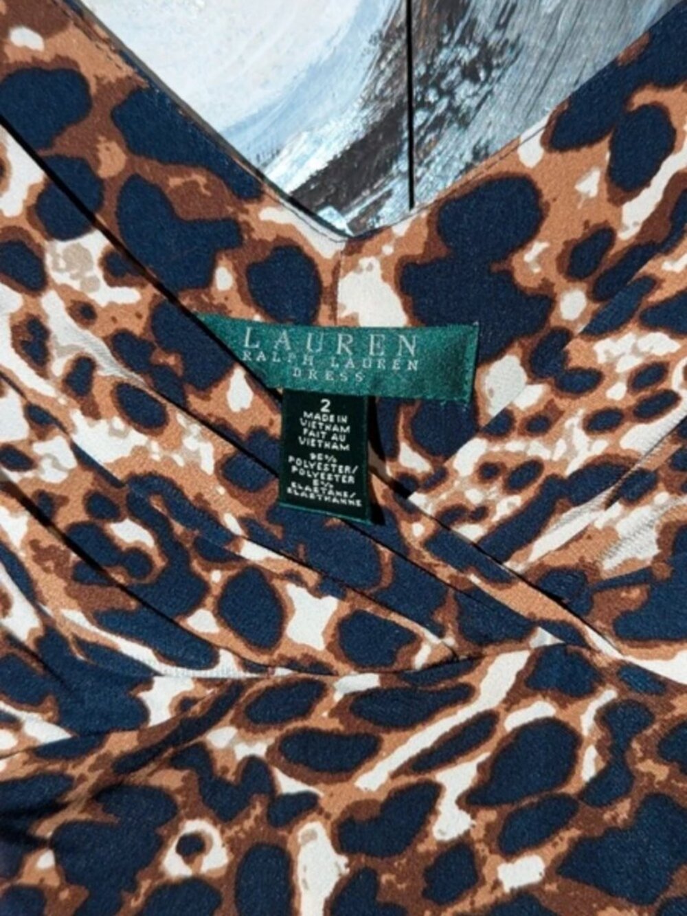 size 2 Ralph Lauren leopard animal ruched cocktail party dress - Picture 4 of 4